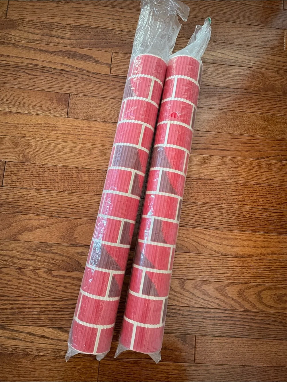 Vintage Brick Paper Christmas Fireplace Original Package 2 Rolls